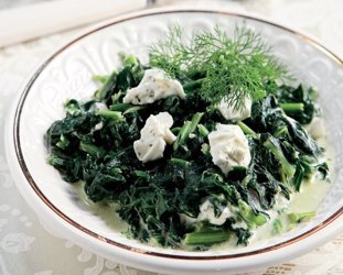 Σπανάκι σοτέ µε κρέµα τυριού