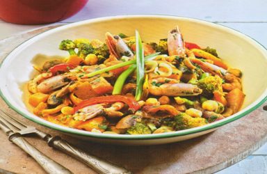 Γαρίδες κάρυ με λαχανικά