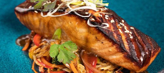 Σολομός τεριγιάκι με λαχανικά